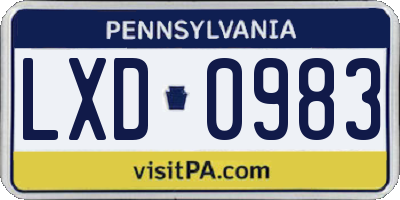PA license plate LXD0983