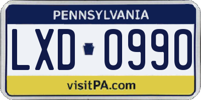 PA license plate LXD0990