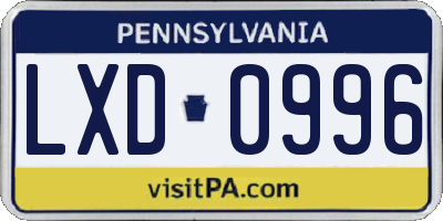 PA license plate LXD0996