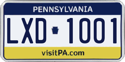 PA license plate LXD1001