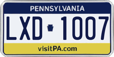 PA license plate LXD1007