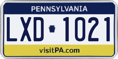 PA license plate LXD1021