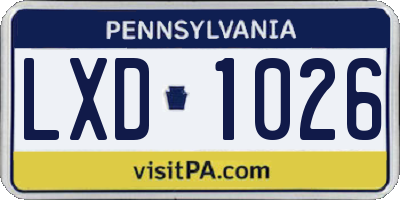 PA license plate LXD1026