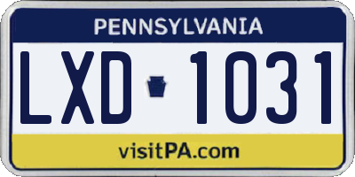 PA license plate LXD1031