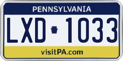 PA license plate LXD1033