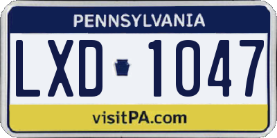 PA license plate LXD1047
