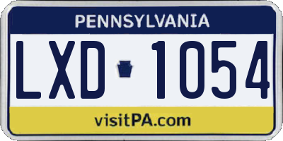 PA license plate LXD1054