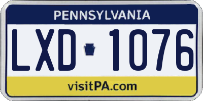 PA license plate LXD1076