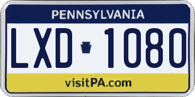 PA license plate LXD1080
