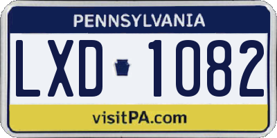 PA license plate LXD1082