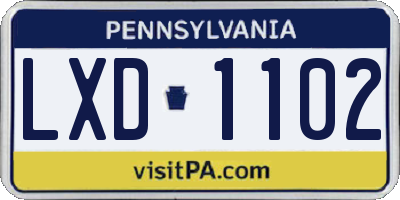 PA license plate LXD1102