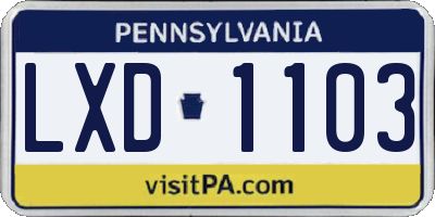 PA license plate LXD1103