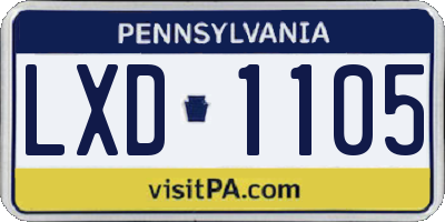 PA license plate LXD1105