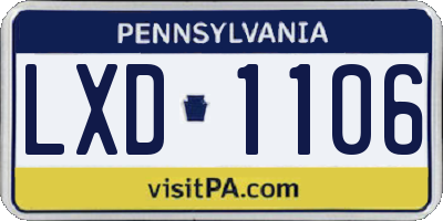 PA license plate LXD1106