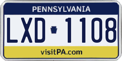 PA license plate LXD1108
