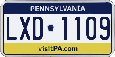 PA license plate LXD1109