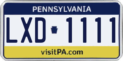 PA license plate LXD1111
