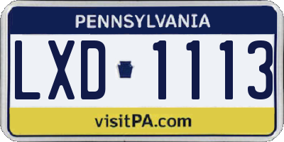 PA license plate LXD1113
