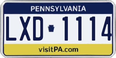 PA license plate LXD1114