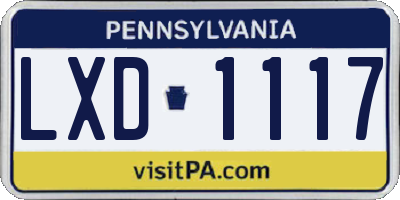 PA license plate LXD1117