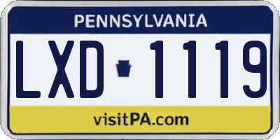 PA license plate LXD1119