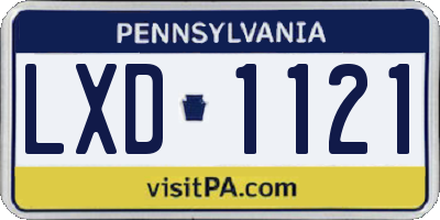 PA license plate LXD1121