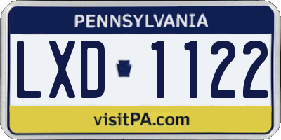 PA license plate LXD1122