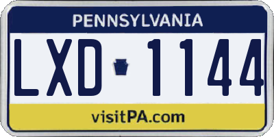 PA license plate LXD1144