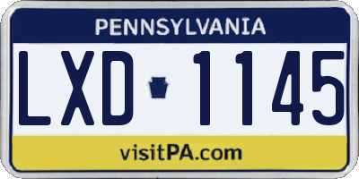 PA license plate LXD1145