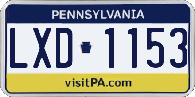 PA license plate LXD1153