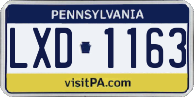PA license plate LXD1163