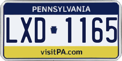 PA license plate LXD1165