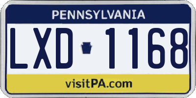 PA license plate LXD1168