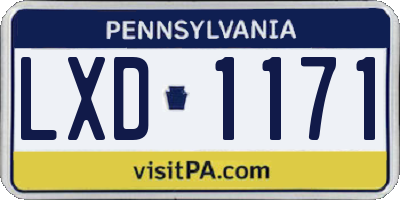 PA license plate LXD1171