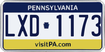 PA license plate LXD1173