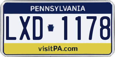 PA license plate LXD1178