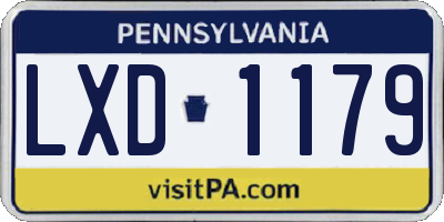 PA license plate LXD1179