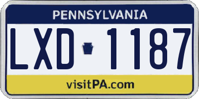PA license plate LXD1187
