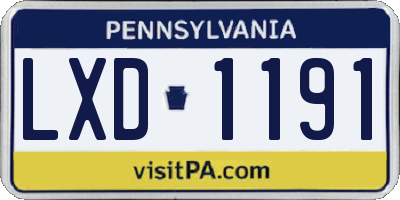 PA license plate LXD1191