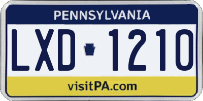PA license plate LXD1210