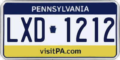 PA license plate LXD1212