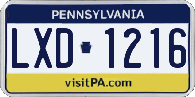 PA license plate LXD1216