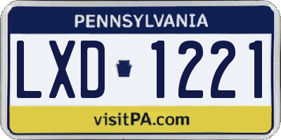 PA license plate LXD1221