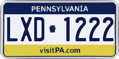 PA license plate LXD1222