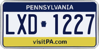 PA license plate LXD1227