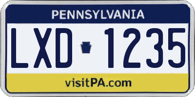 PA license plate LXD1235