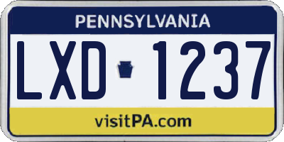 PA license plate LXD1237