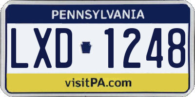 PA license plate LXD1248