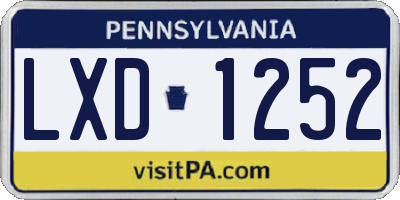 PA license plate LXD1252