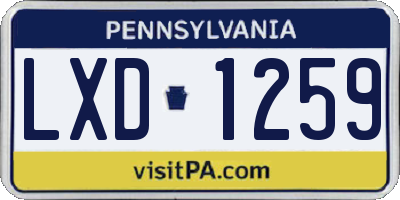 PA license plate LXD1259